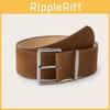 Color Simple Solid Suede Square Buckle Decoration Women Casual Belt For Daily