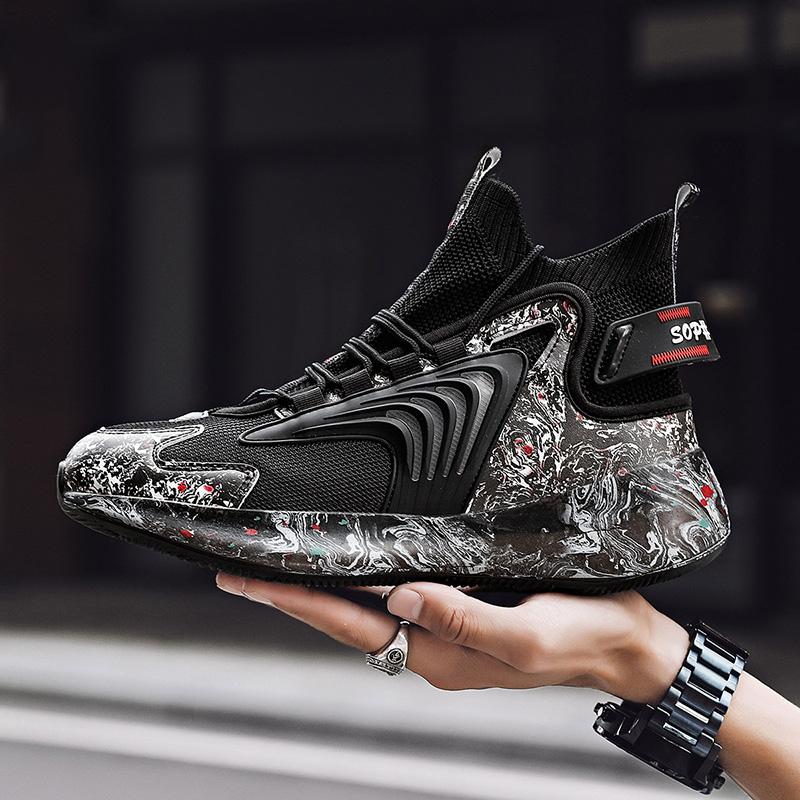 Мужская модная дышащая обувь большого размера с высоким берцем и сеткой