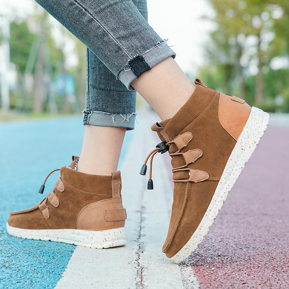 Autumn Winter High Top Round Toe Cotton Boots For Women Cross-Border Large Size Lacing Casual Shoes 36-43