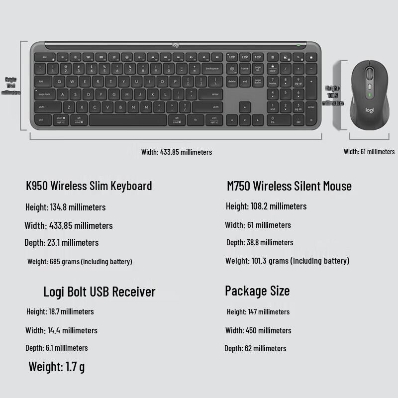 Беспроводной комплект клавиатуры и мыши Logitech G MK950 для бизнеса