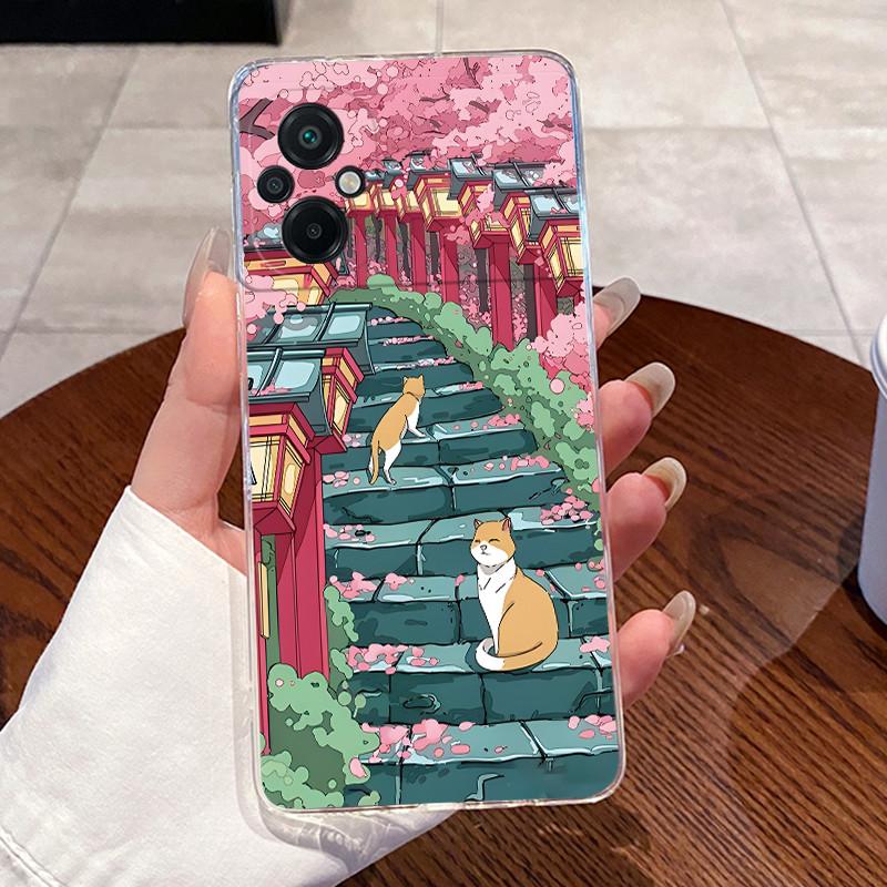 For Poco M5 Case Aesthetic Luxury Fashion Cute Cat Soft Silicone TPU Back Cover for Xiaomi Poco M5 4G Transparent Phone Case
