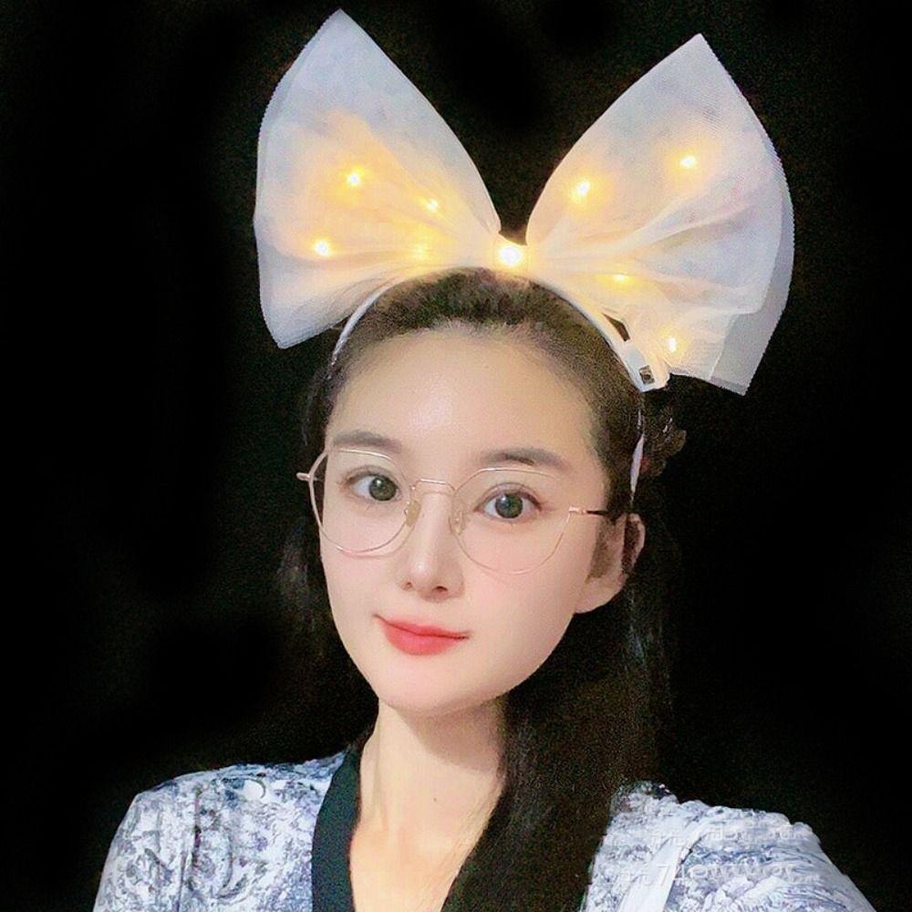 Светящаяся повязка на голову с бантом, новогоднее украшение, светодиодная повязка на голову с бантом, светодиодная игрушка