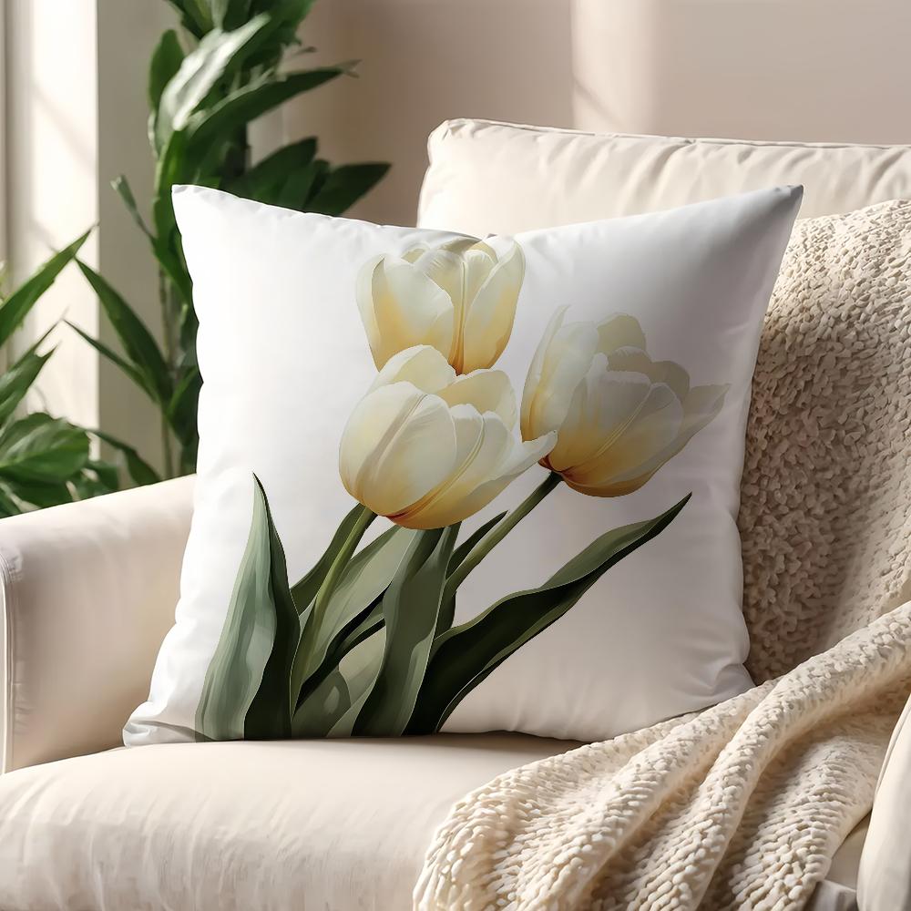 yellow tulips cushion cover For Pillow Printing Sofa Decoration Home Car Room Coffee Shop Office Nordic Simplicity