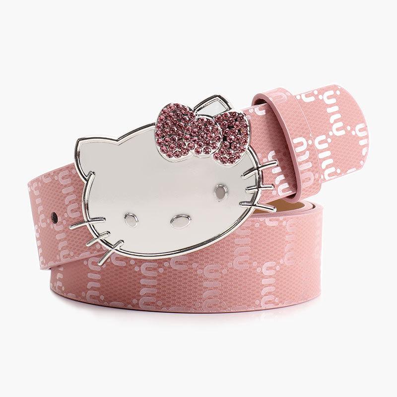 Металлический Женский Пояс Hello Kitty Декоративный С Принтом Букв и Стразами Для Повседневной и Нарядной Одежды