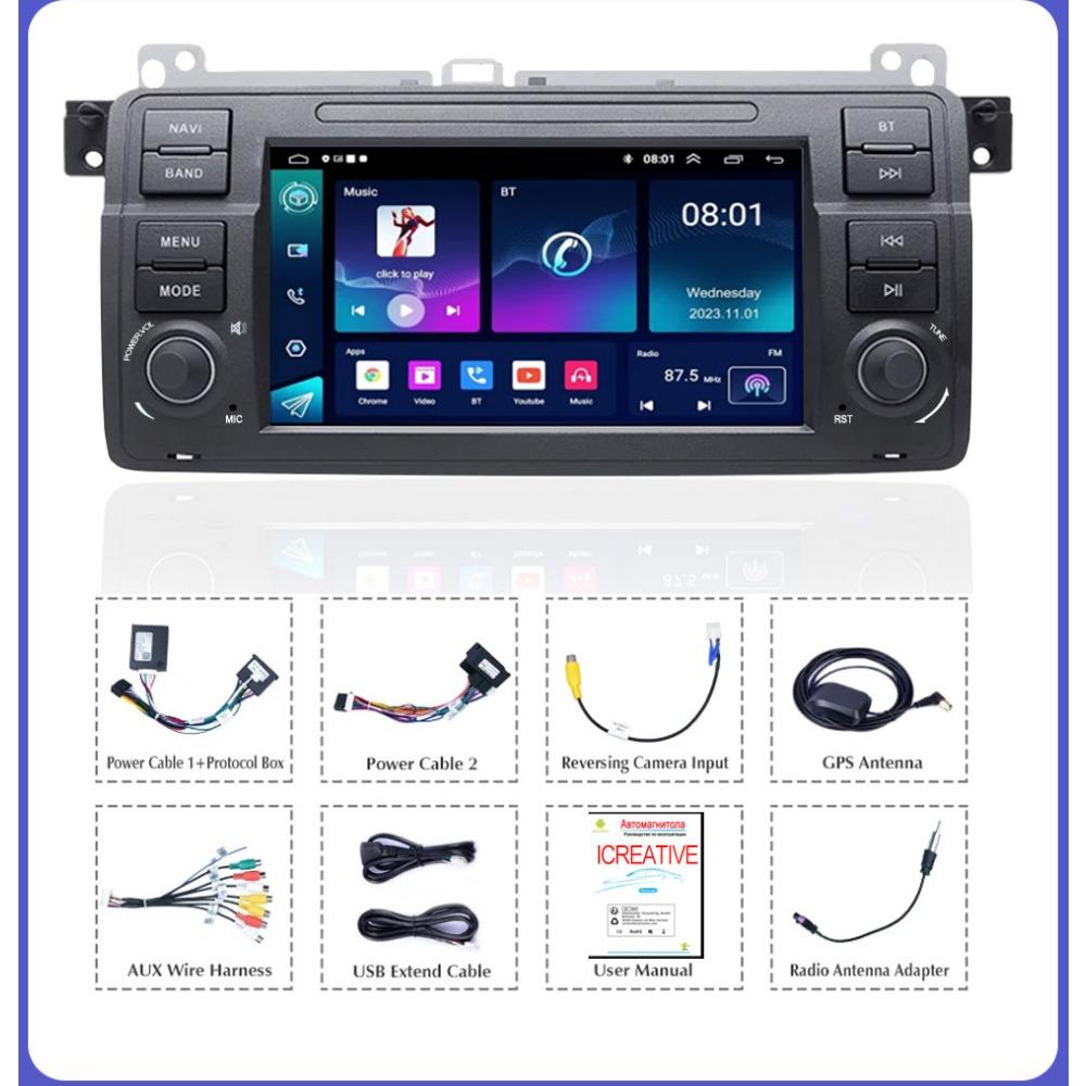 Android AutoRadio for BMW 3 Series E46 M3 318/320/325/330/335 1998-2005 Carplay Car Multimedia GPS 2din Autoradio 2+64GB