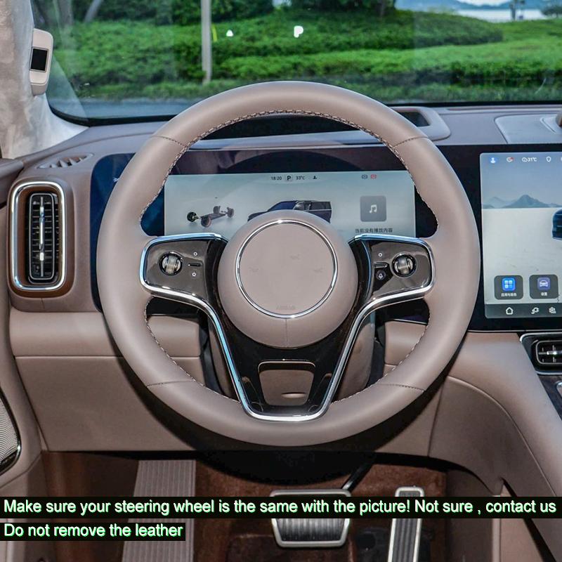 Hand-Sewn Alcantara Non-slip Suede Nappa Leather Car Steering Wheel Cover Wrap for AITO M8 2025 Interior Accessories