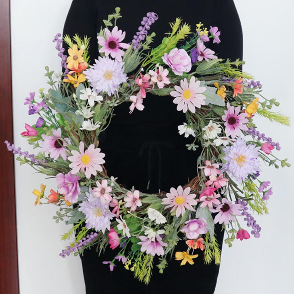 Artificial Flower Wreath Spring Wreath Decoration for Front Door Farmhouses Garden for Wedding Party Decoration