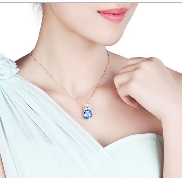 Новая мода Seablue Аквамарин Топаз Серебро 925 Ювелирные Изделия Подвески Ожерелья Для Женщин Натуральный Драгоценный Камень Серебряное Ожерелье Ювелирные Изделия