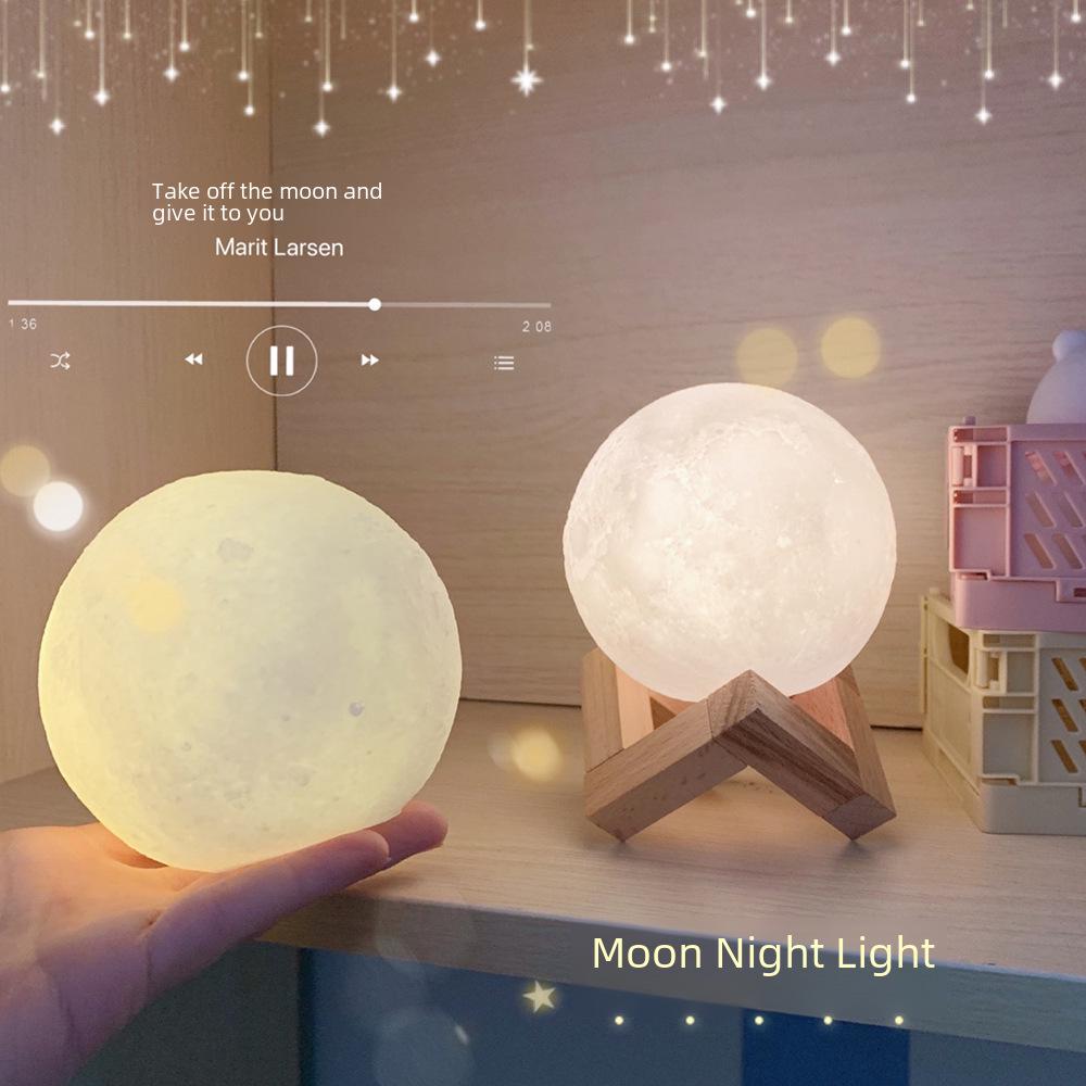 New Moon Starry Night Table Lamp - Bedroom Bedside Dream Light with Sky Projection
