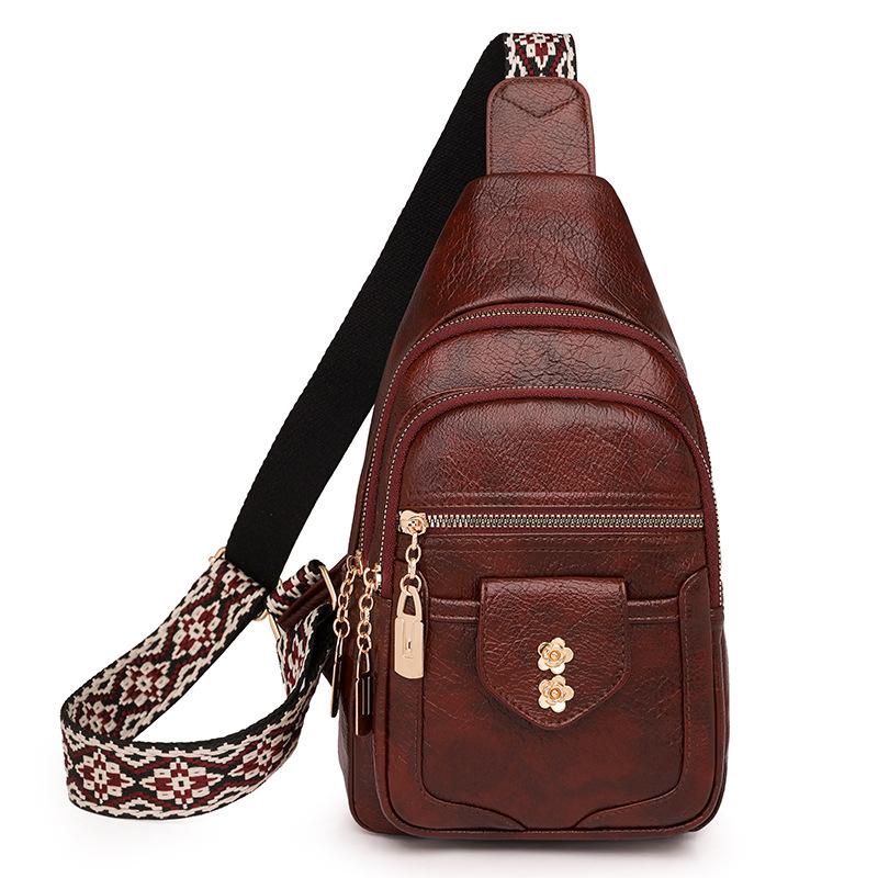 Женская нагрудная сумка, винтажная сумка через плечо из ПУ, многофункциональная сумка через плечо