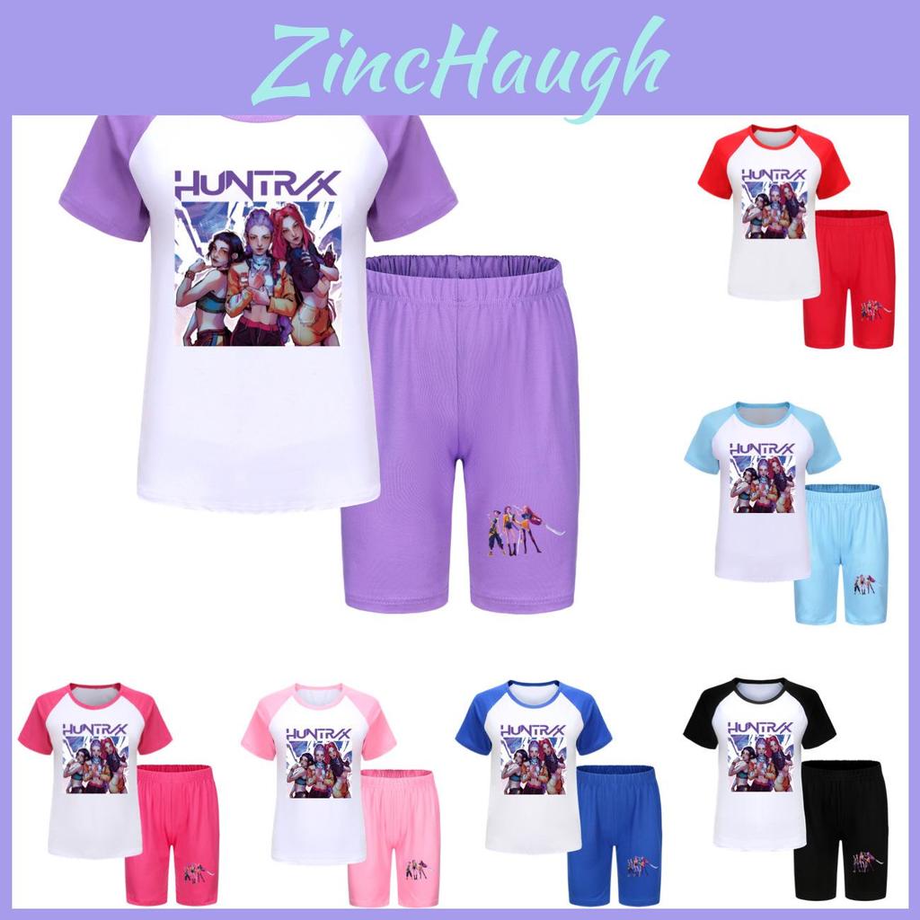 Kpop Demon Hunters Children Summer Shorts And T Shirt Set With Cotton Fabric For Active Kids