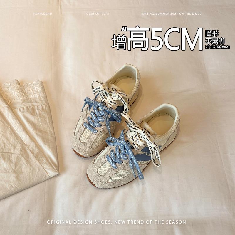 Leather Version~ Inner Height Increase 5cm Women's Mesh Surface Comfortable and Breathable Versatile Soft Sole Casual Sports Shoes