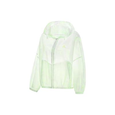 Li Ning Fitness Series однотонная ветровка с капюшоном на молнии для женщин, верхняя одежда флуоресцентно-зеленого цвета AFDT544-1