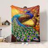 1Pc Peacock Garden Flannel Blanket, Soft And Comfortable, Casual Warm, Camping Travel, Christmas, Halloween Xmas Gift. G1269