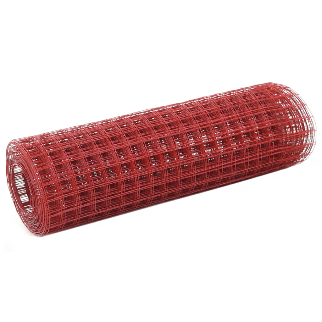 Vidaxl Ogrodzenie Z Siatki, Stal I Pvc, 25X0,5 M, Czerwone