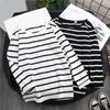 Women Loose Round Collar Summer Stripes Print Loose Long Sleeve Casual Simple T-Shirt