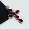 Dainty Red Ruby Gemstone Pendant 925 Sterling Silver- Handmade Cross Design, Everyday Wear Jewelry, Unique Red Ruby Pendant Wife Gifts