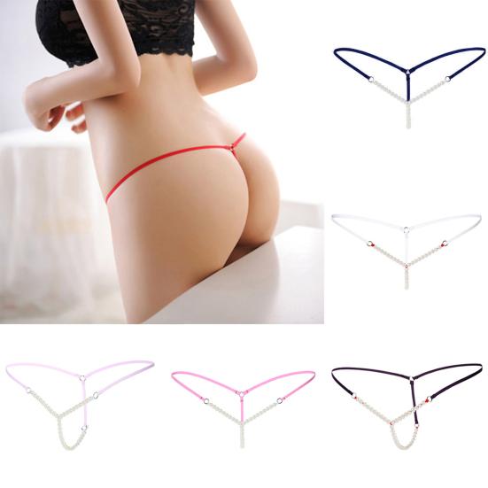 Women Sexy Faux Pearl String Massage Underwear Briefs Thongs G-String Knickers