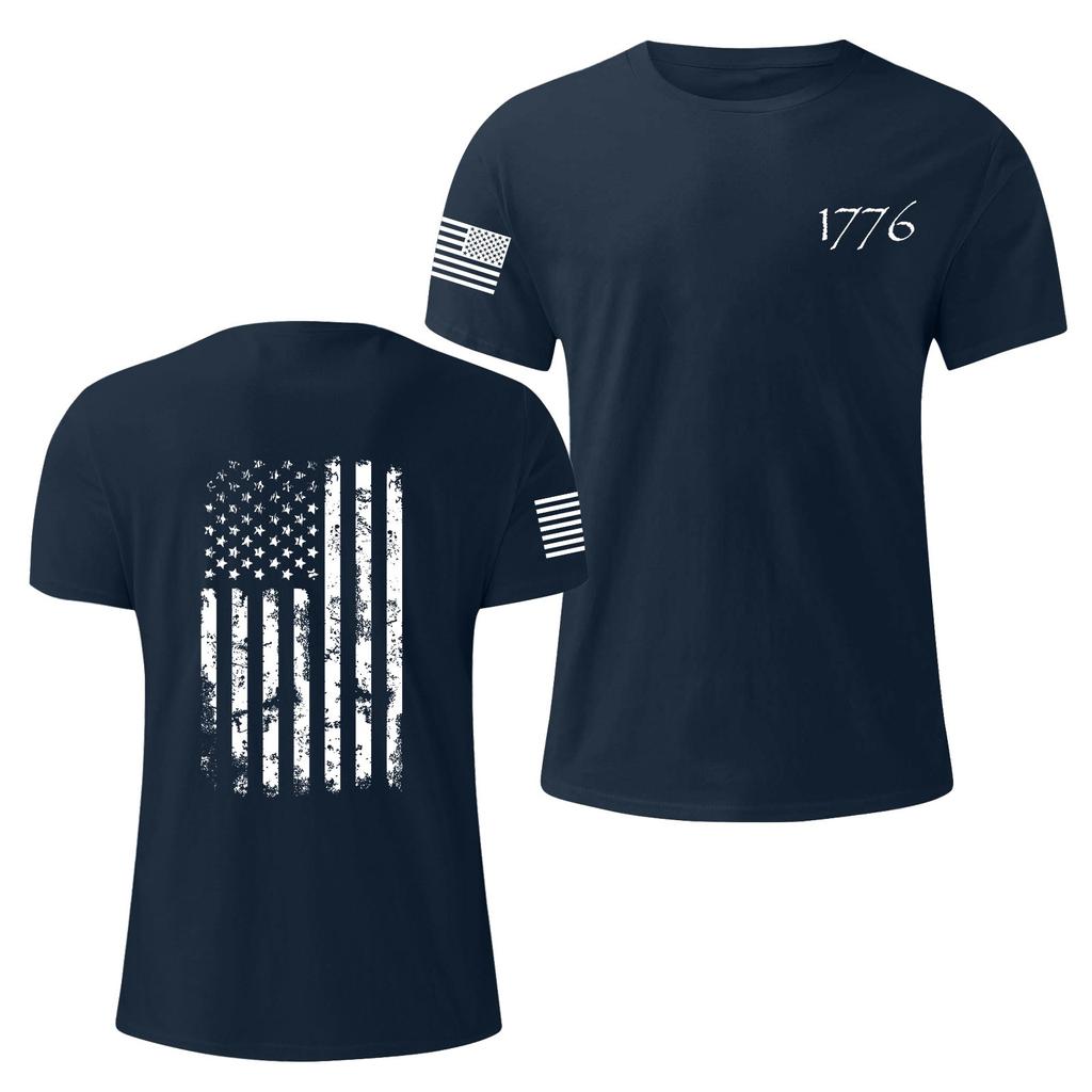 Мужская модная повседневная футболка с круглым вырезом и коротким рукавом с принтом «День независимости»