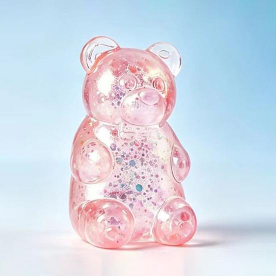 Mini Clear Bear Squeeze Toy Stress Relief Sitting Bear Sensory Toy Soft Stretchy
