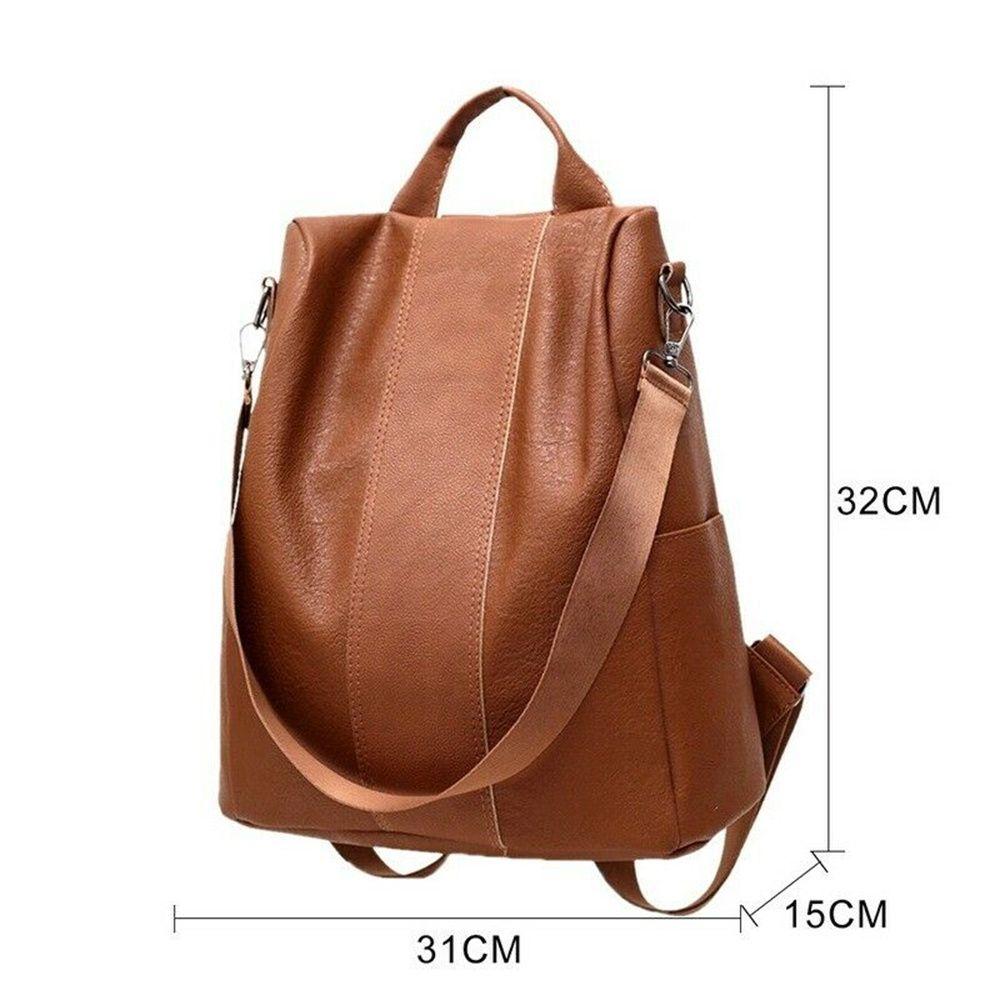 Practical PU Leather Women Travel Satchel Waterproof Rucksack Anti-Theft Bag School Shoulder Backpack