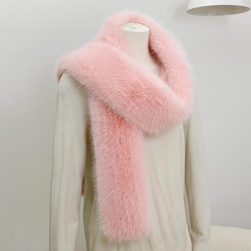 Winter Versatile Imitation Fox Hair Scarve Imitation Fur Long Scarve Fashion High-Class Sense Of Women's Scarve Padded Thickened Warm Scarve