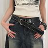 Retro American Suede Belt For Women With Metal Embellishments For Casual Wear