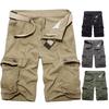 Мужские повседневные однотонные дышащие шорты карго с несколькими карманами, пляжные шорты