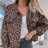 Women's 2024 Trendy Distressed Leopard Print Raw Edge Denim Jacket