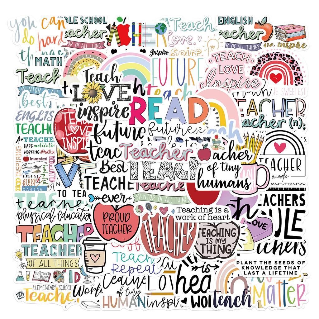 50 Popular Teacher's Day Graffiti Stickers To Decorate Suitcase Notebook Waterproof Stickers