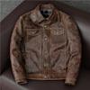 American Retro Oil Wax First Layer Cowhide Leather Jacket Men's Denim Motorcycle Leather Jacket Slim Short Jacket