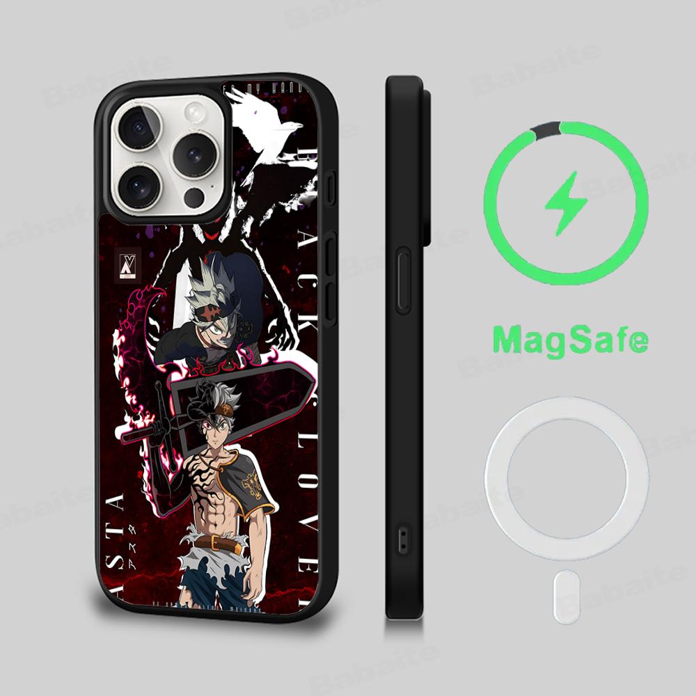 Black Clover Phone Case Magnetic Case For IPhone 16 14 13 12 11 15 Pro Max Plus For Magsafe Wireless Charge Cover