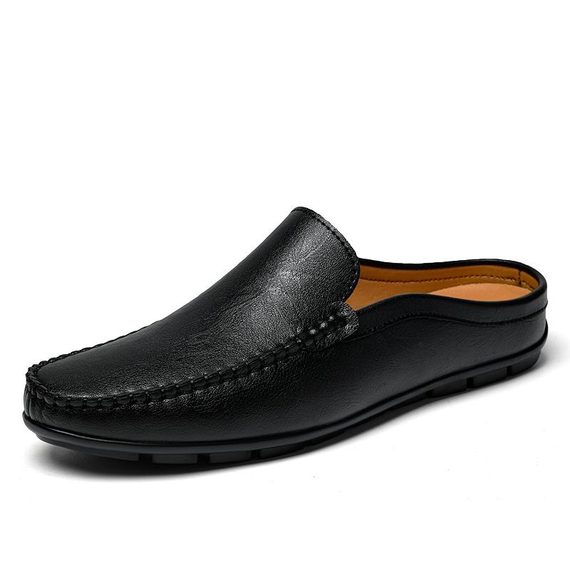 Модная летняя обувь-слипоны, мужские тапочки из натуральной кожи, дышащая мужская повседневная ленивая обувь, удобные лоферы, стильные мюли-мокасины