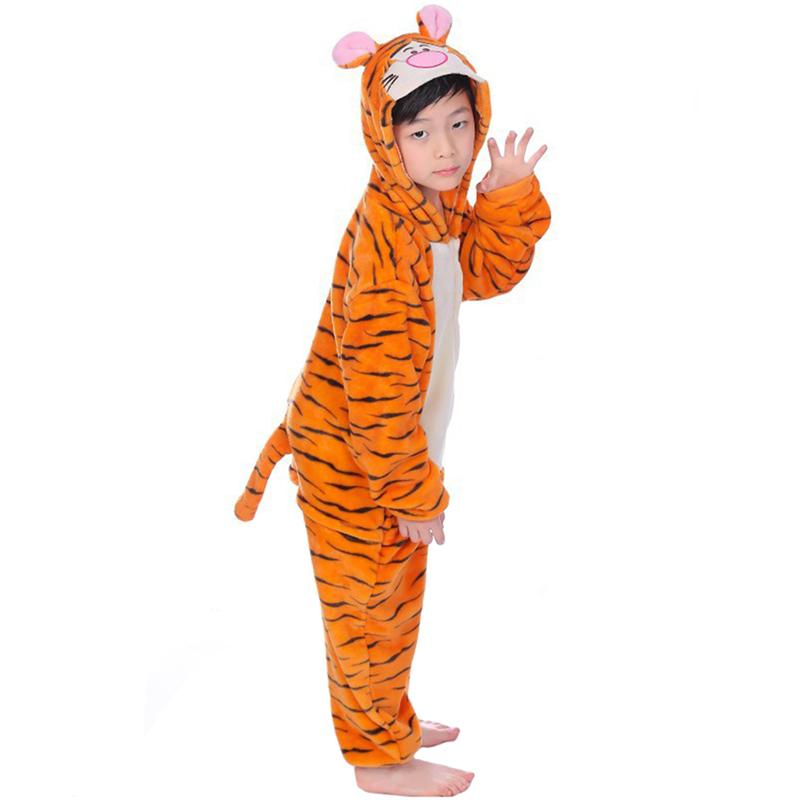 Tiger Pajamas Suit For Kids Hooded Animal Onesie Pyjamas Winter Flannel Soft Warm Sleepwear Anime Tiger Cosplay Anime Onesie