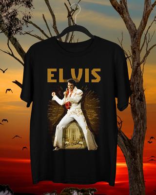 Редкая футболка Elvis Presley Elvis Signature Gift Черная Все размеры CC52 Унисекс