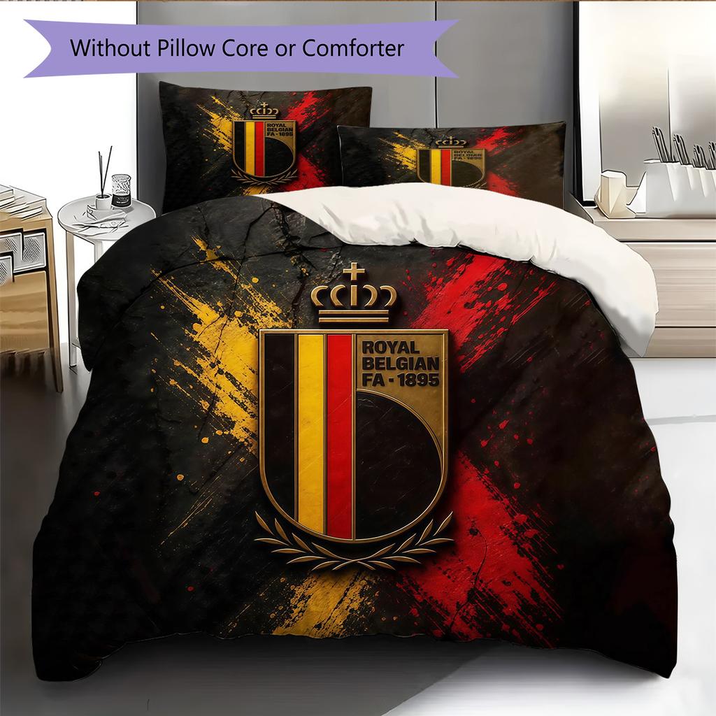 Belgium National Football Team Pattern Bedding Quilt Set Home Decoration Gift (1 * duvet cover + 2 * pillowcase without core)