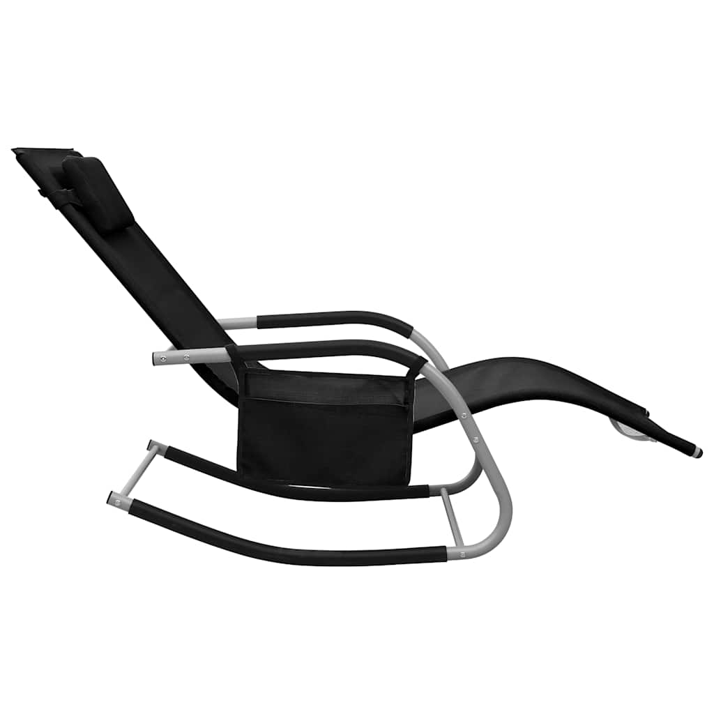 Sun Lounger Textilene Black and Grey