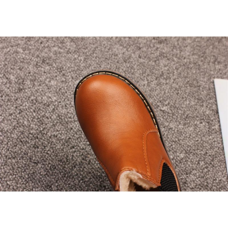 Children's Snow Boots Autumn and Winter New Boys British Style Solid Color Cotton Boots Girls Show Martin Boots