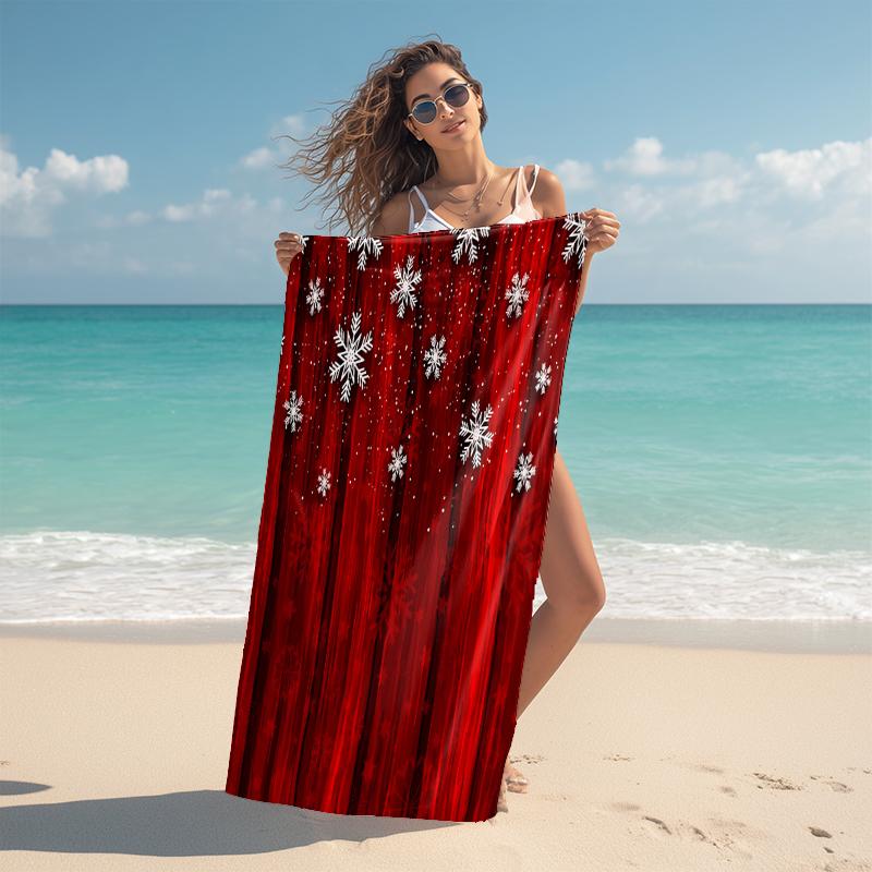 1Pc Winter Snowflakes Beach Towel Microfiber Beach Towel Thin Absorbent For Beach Swimming Yoga Bath Sports