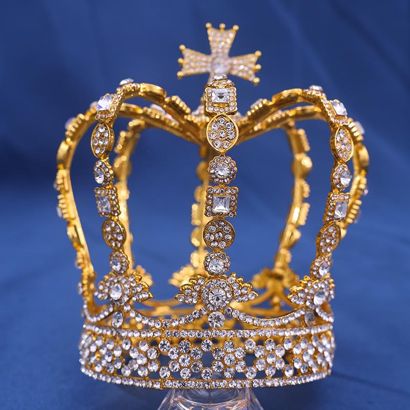 Жемчужное стекло, горный хрусталь, садовая корона, европейская тиара принцессы, круглая корона в стиле барокко, хрустальная полная корона, королевская тиара