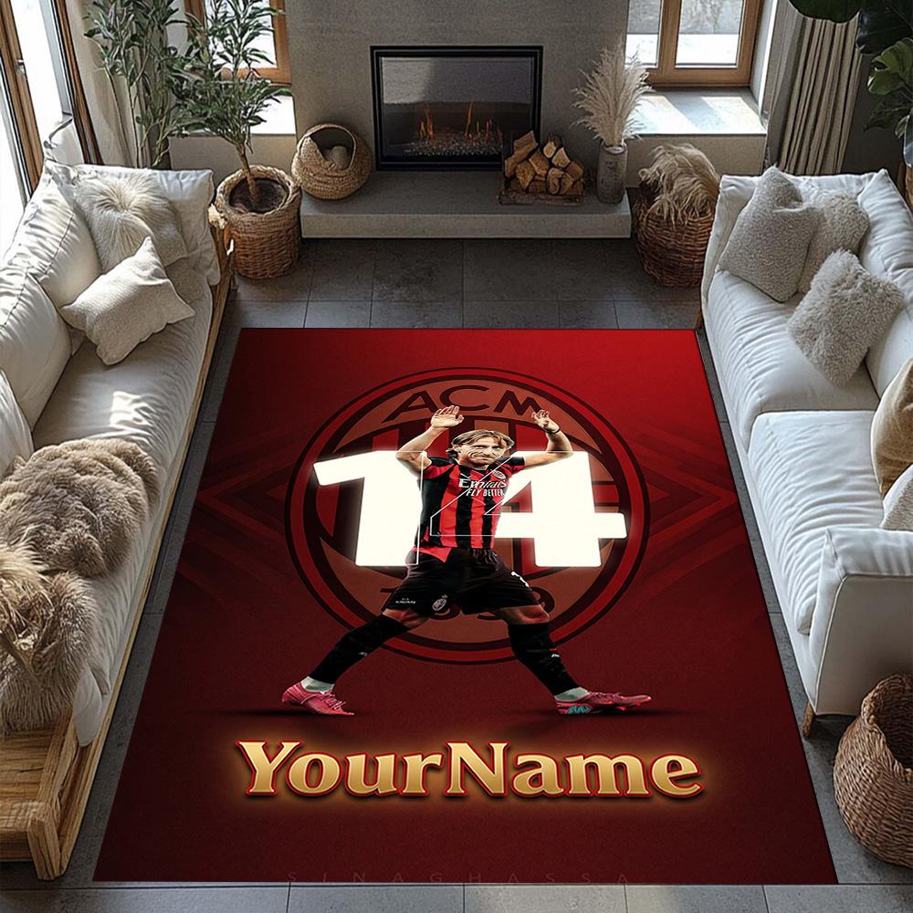 Ac Milan Customize Text Floor Rug Office Rug Perfect for Dormitory Outdoor Kitchen Hallway Anti-slip Rug Anime Office Decor