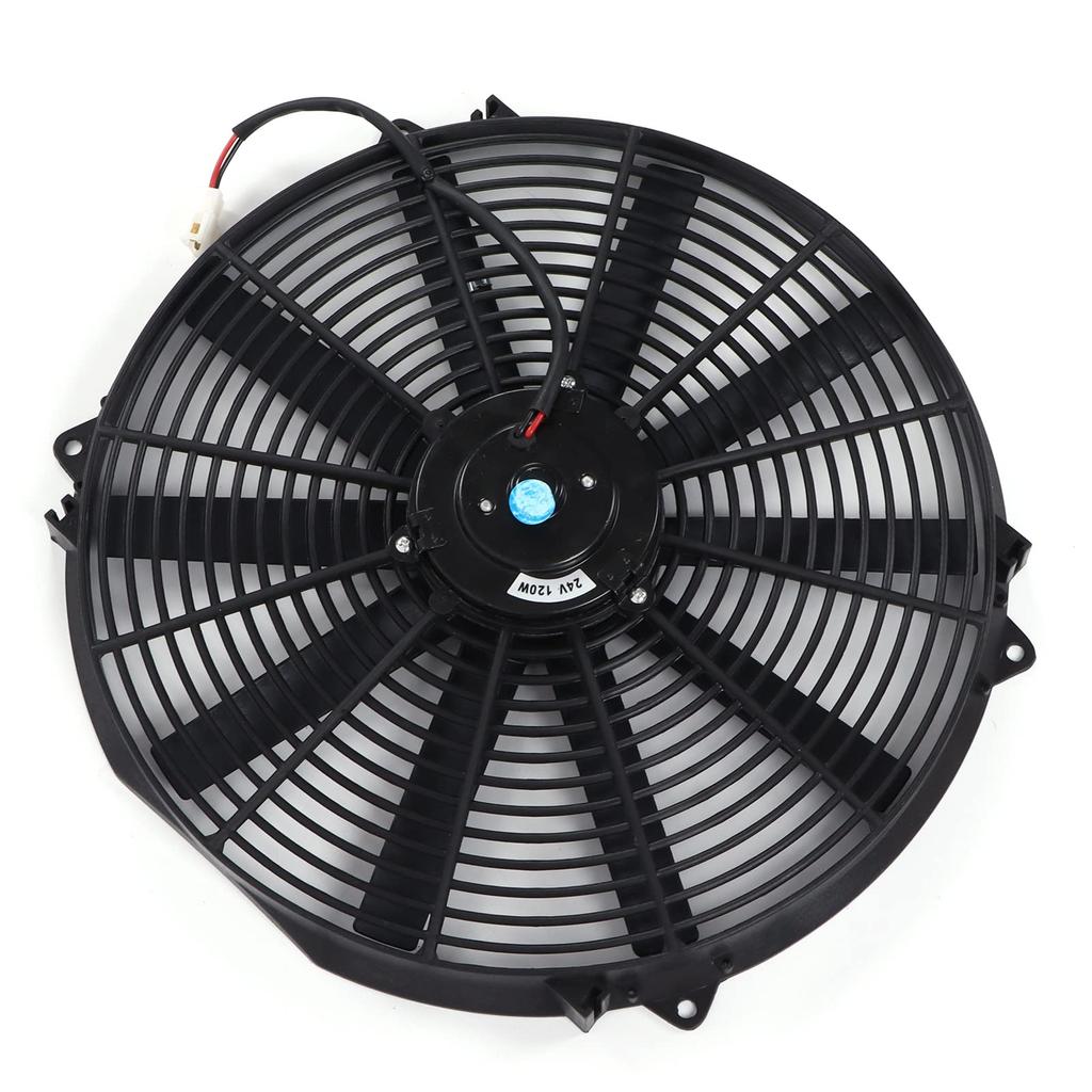 24V 16-inch Universal Slim Push-Pull Electric Radiator Cooling Fan, 120W, for Cars, Trucks, and RVs