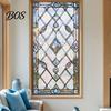 Frosted Window Film Stained Glass Film, Geometric Patterns Clings, Decorative Rainbow Static Electrostatic Cling Sticker, UV Block Heat Control