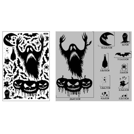 Наклейка на окно Хэллоуин Тыква Ведьма Водонепроницаемый ПВХ Скелет Пугало Двустороннее Привидение Съемное Электростатическое Стекло