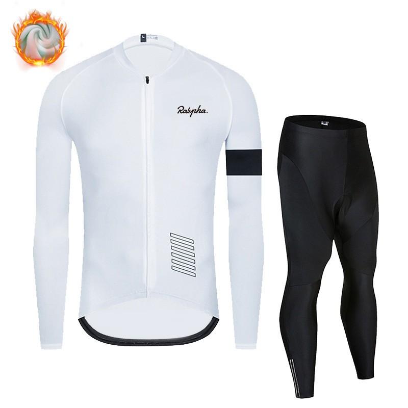 Winter Thermal Cycling Jersey Bib Tights Set Men Breathable Warm Road Mountain Bike Riding Gear