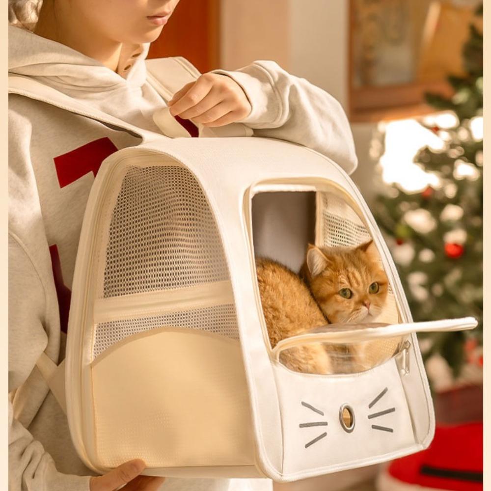1 шт. 35×25×35 см Рюкзак-переноска для кошек и домашних животных Прозрачное окно Дышащий Оксфорд Складной Устойчивый к царапинам Сумка для кошек Портативный для улицы