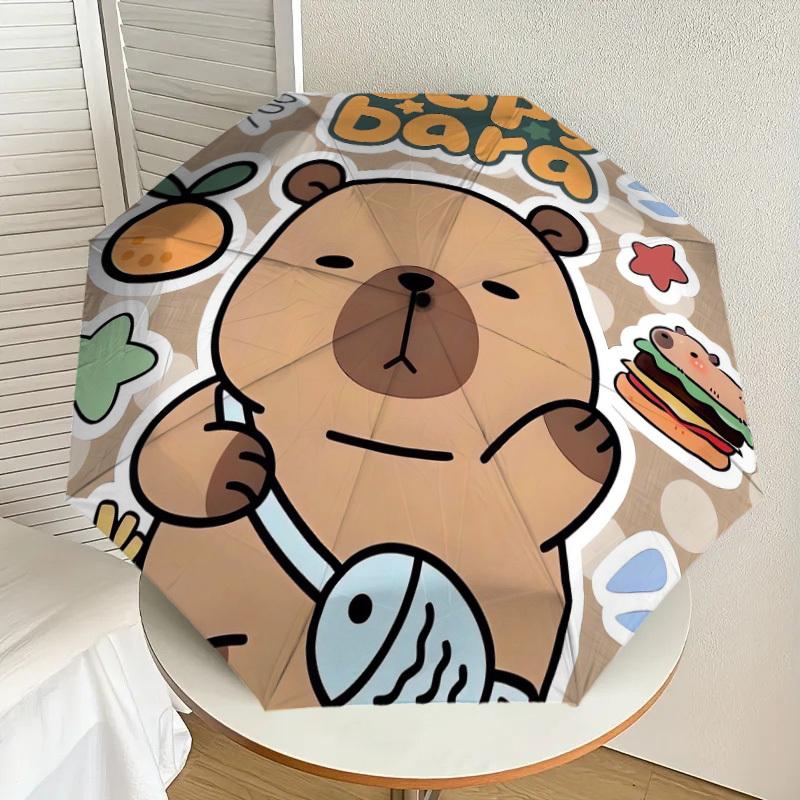 1pc Capybara Kitchen Adventure Umbrella with Plastic Handle,Suitable for All Seasons Home Travel Outdoor UmbrellaDD176