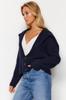 Женский элегантный кардиган, темно-синий, мягкий текстурированный трикотаж с воротником-бассейном, кардиган