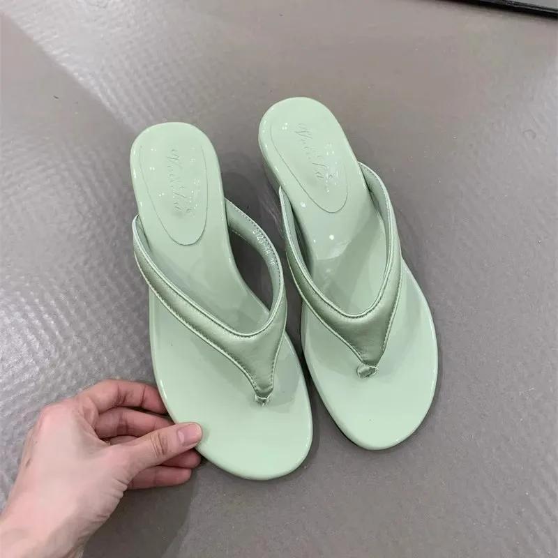 Летние женские туфли на танкетке с застежкой-молнией, удобные шлепанцы для пляжа, шлепанцы для отдыха, женская обувь