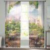 Балконный стол, цветы, зеленый лес, тюлевые оконные шторы для гостиной, прозрачная вуаль из органзы, занавеска для спальни, кухни, домашний декор